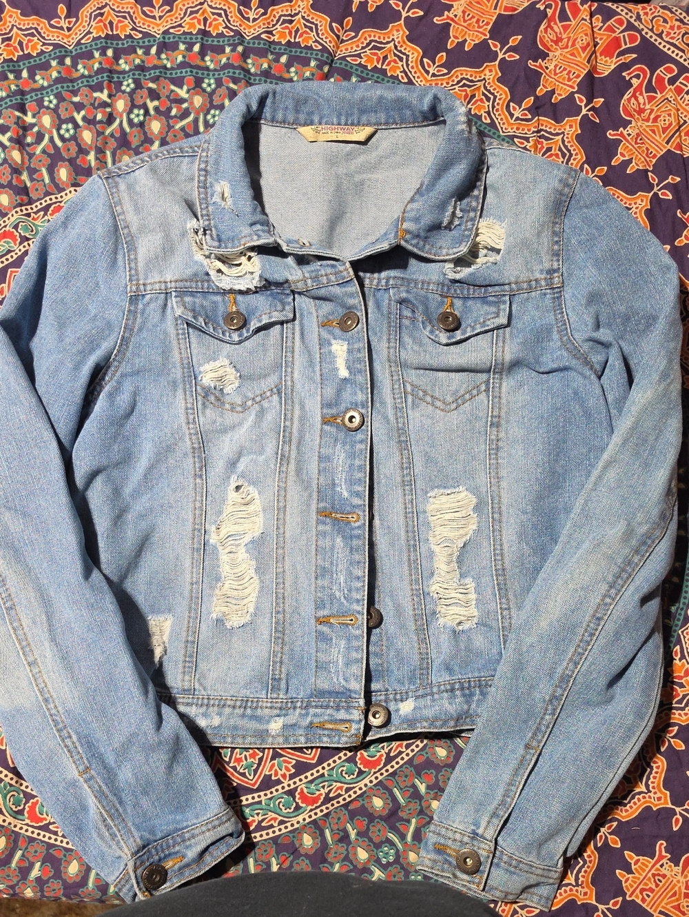 Highway Jeans Light Blue Distressed Denim Jacket